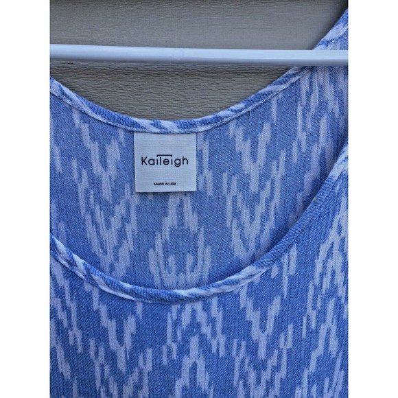 Stitch Fix Women's Kaileigh Tank Top Large Sleeveless Blue High Low Semi-Sheer - Picture 3 of 8